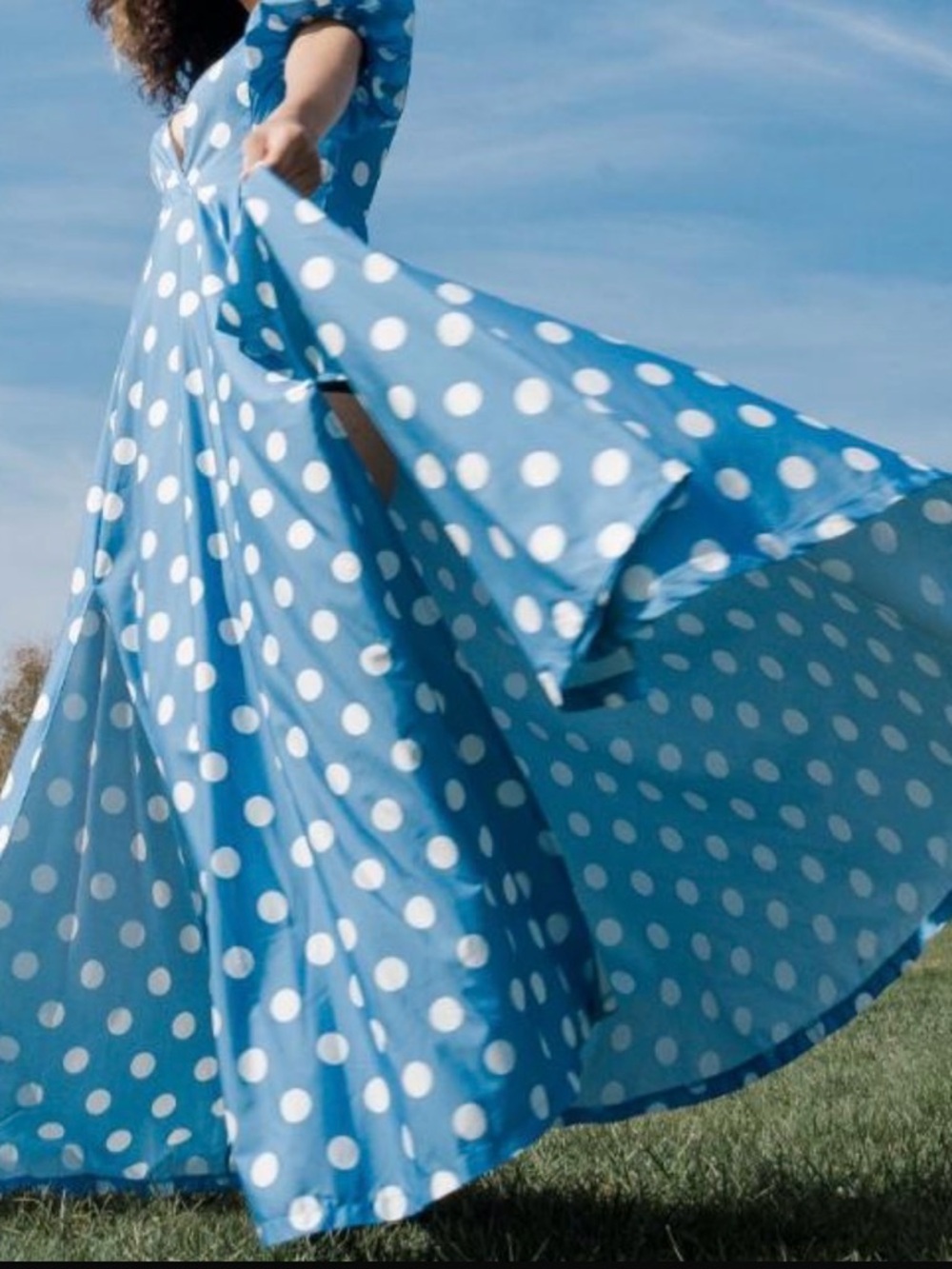 Blue Polka Dot Maxi Dress
